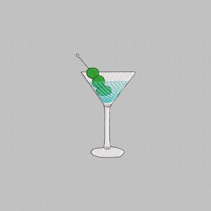 Martini Cocktail machine embroidery designs, Martini Glass Olive Embroidery Design,Machine Embroidery Cocktail Pattern, 3 Sizes