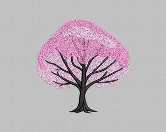 Diseño de bordado a máquina de árbol de Sakura: Flor de cerezo, 4 tamaños (Descarga instantánea)