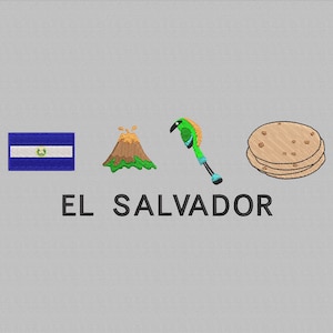 El Salvador Flag Machine Embroidery Design, Pupusas design, El salvador embroidery file, volcan design, 3 Sizes