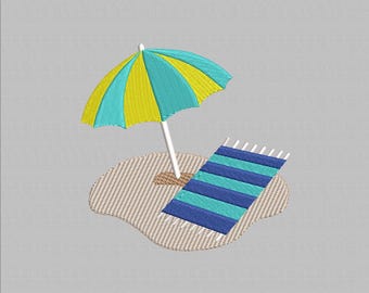 Borduurontwerp strandparasol, zomerhanddoek, 4 maten (INSTANT DOWNLOAD)
