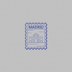 Madrid City Stamp Embroidery Design