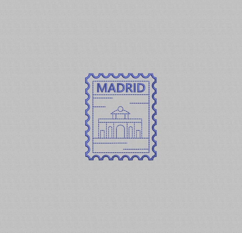 Madrid City Stamp Embroidery Design