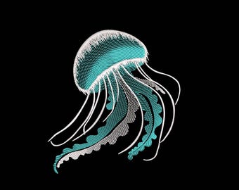 Jellyfish Machine Embroidery Design, Ocean Sea Pattern (5 Sizes) (Instant Download)