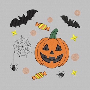 Halloween Icons Embroidery Design, Spooky Embroidery Design, Spooky Season, Pumpkin Embroidery File, Digital File, Instant Download, 4 Sizes