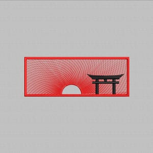 Japanese Torii Gate Embroidery design. Japanese Torii Gate Art. FUSHIMI Torii Gate door Design. Japan design, 4 Sizes