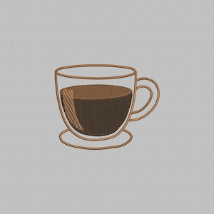Coffee Embroidery Design, Black Coffee Machine Embroidery Design, Coffee Lovers Embroidery File, Mini Coffee Cup Design File, 4 Sizes