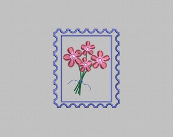 Floral Stamp Embroidery Design: Summer Flowers (Digital File Download, 4 Sizes)