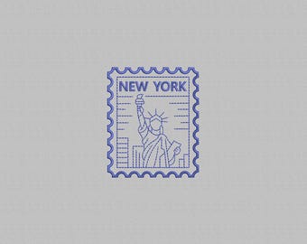 Statue of Liberty Embroidery Design: New York City Stamp (Digital File, 4 Sizes)
