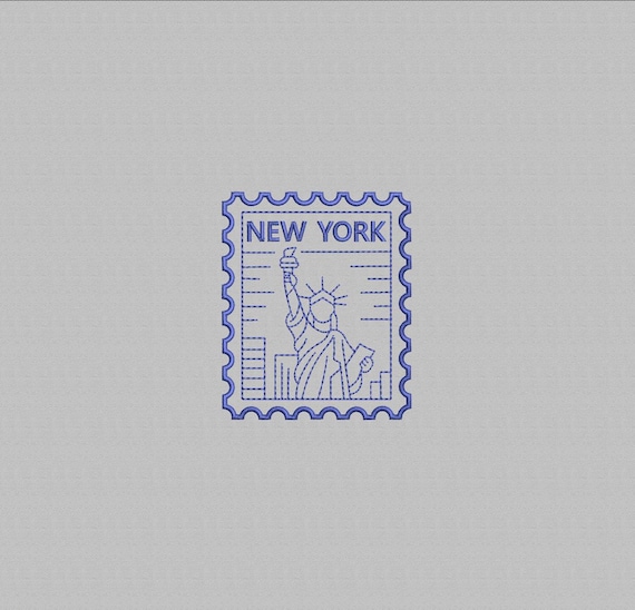 Statue of Liberty Embroidery Design: New York City Stamp (Digital File, 4 Sizes)