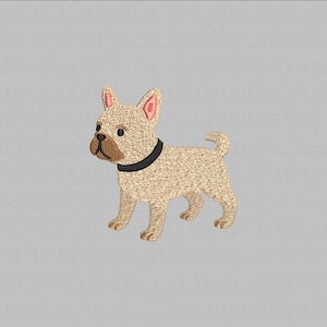 Mini French Bulldog Dog Machine Embroidery Design, Dog Embroidery File, Animal Embroidery Design, Digital File, Instant download, 4 Sizes