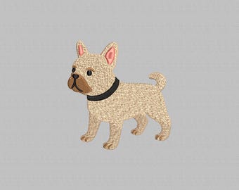 Mini Französische Bulldogge Stickdatei, 4 Größen (Digitale Datei)