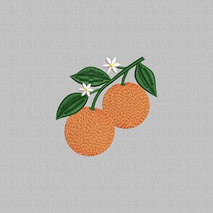 Orange Embroidery Design, Flower and Citrus Fruit Embroidery File, Digital Fruit Pattern, Kitchen Embroidery, Instant download, 4 Sizes