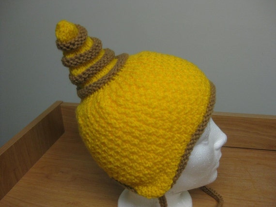 Items similar to Child's Knit Hat - Yellow and Brown on Etsy