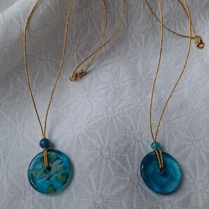Disc pendant - Gradient blue - Resin