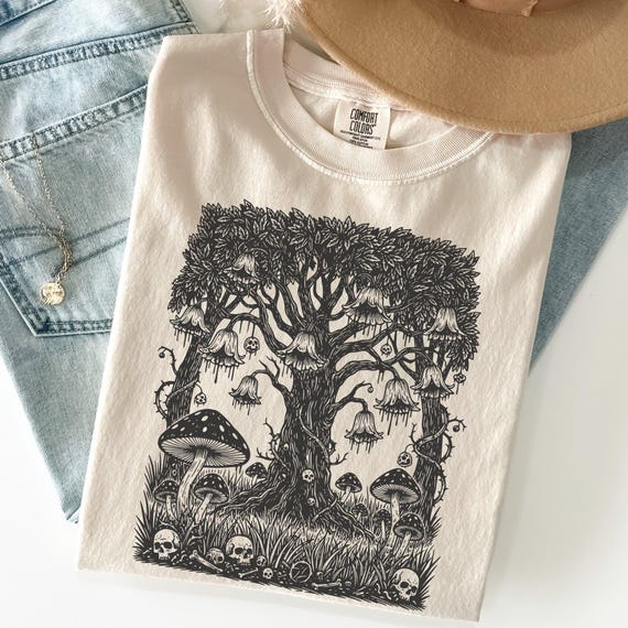 Poison Garden Shirt, Deadly Nightshade Print, Dark Cottagecore Witch Top