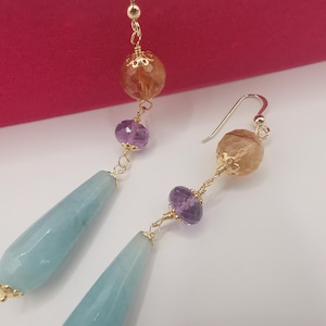 Orecchini A Lobo In Oro Giallo 18 Kt Con Ametista Viola - Gioielleria Dassi | Arte Orafa Italiana