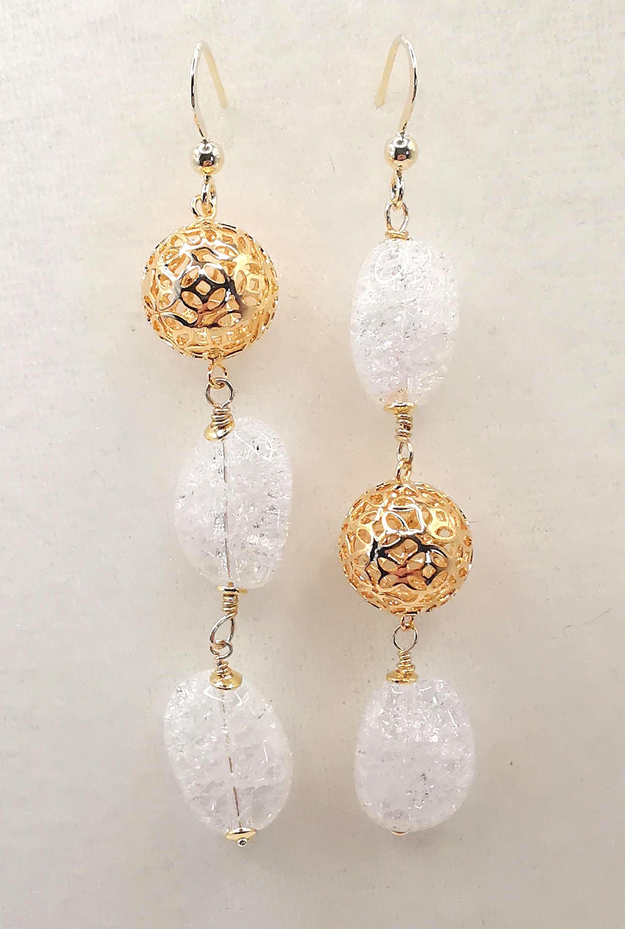 Orecchini di ispirazione botanica, gioielli da sposa con perle di pietra di luna, cerchio riempito in oro 14 carati - Italia