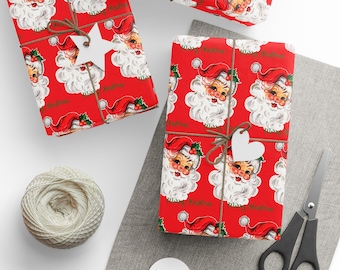 Vintage Santa Pattern Wrapping Paper | Christmas Gift Wrap