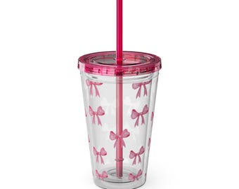 Bow Tumbler with Straw, 16oz