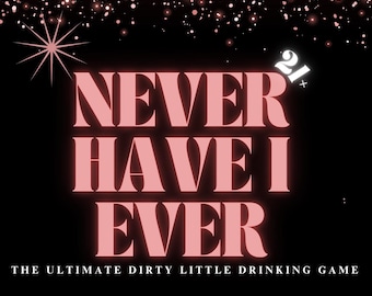 今までしたことがない！お酒飲みゲーム、カード65枚。大人限定。印刷可能、デジタルダウンロード可能。