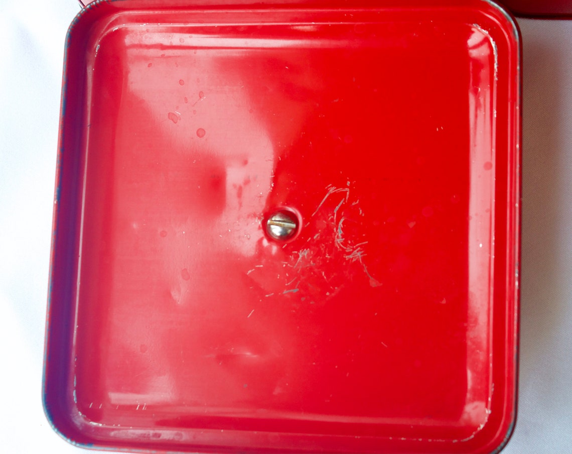 Vintage Botes de lata Roja / Regalo para Vivero / Cajas de | Etsy