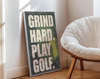 GOLF COURSE Wall Art: Vintage Golfer Print & Man Cave Decor, Sports Gift, Printable JPG Download