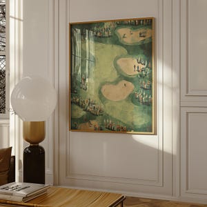 Póster de golf vintage, decoración de golf para cuevas de hombres, pintura de golf, póster de golf, obra de arte de campo de golf, pintura de campo de golf, pintura de palo de golf