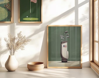 plakat golfowy, plakat golfowy vintage, sztuka ścienna na płótnie z motywem golfa, obraz z motywem kija golfowego, domowa grafika z motywem golfa, wystrój golfowy, do męskiej jaskini, dzieło sztuki z motywem golfa