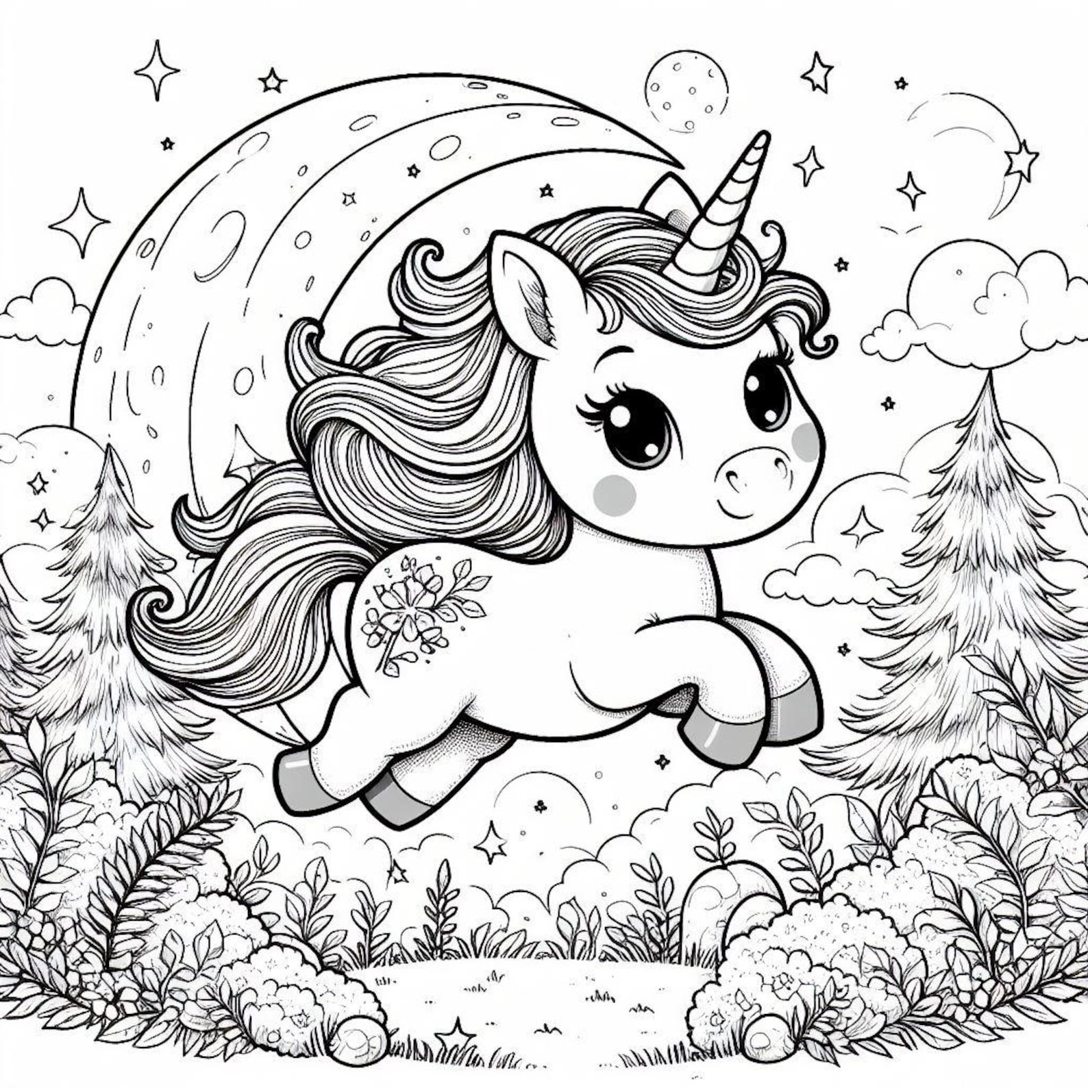 Enchanted Unicorns - #6-10 - Coloring Pages (5 Pages) - Etsy