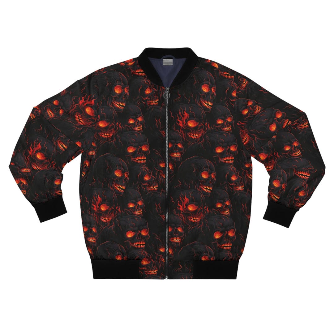 Flaming Skulls - 1 - Men's Bomber Jacket (AOP) - Etsy