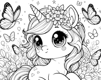 Adorable Baby Unicorns - #36-40 - Coloring Pages (5 pages)