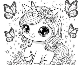 Adorable Baby Unicorns - #31-35 - Coloring Pages (5 pages)