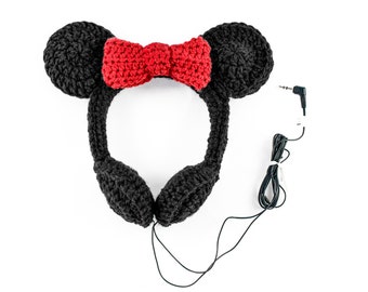 Crocheted Minnie Mouse Headphones