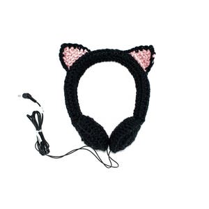 Black Cat Crocheted Headphones image 1