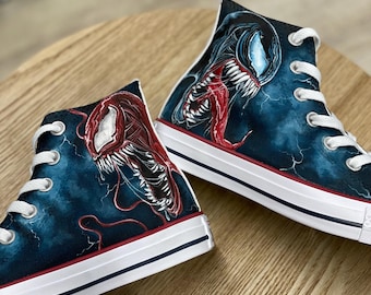 Hand-Painted Venom Converse Chuck Taylor All Star High - Custom Sneakers