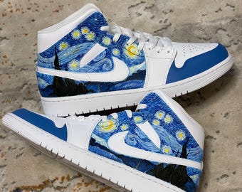 CUSTOM HAND PAINTED Air Jordan 1 mid, Personalized AF1 Shoes, Customized Sneakers, Birthday Gift