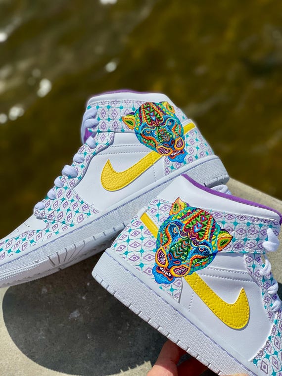 Hand-painted Air Jordan 1 Mid: Alebrije Mexican Design Sneakers - Etsy