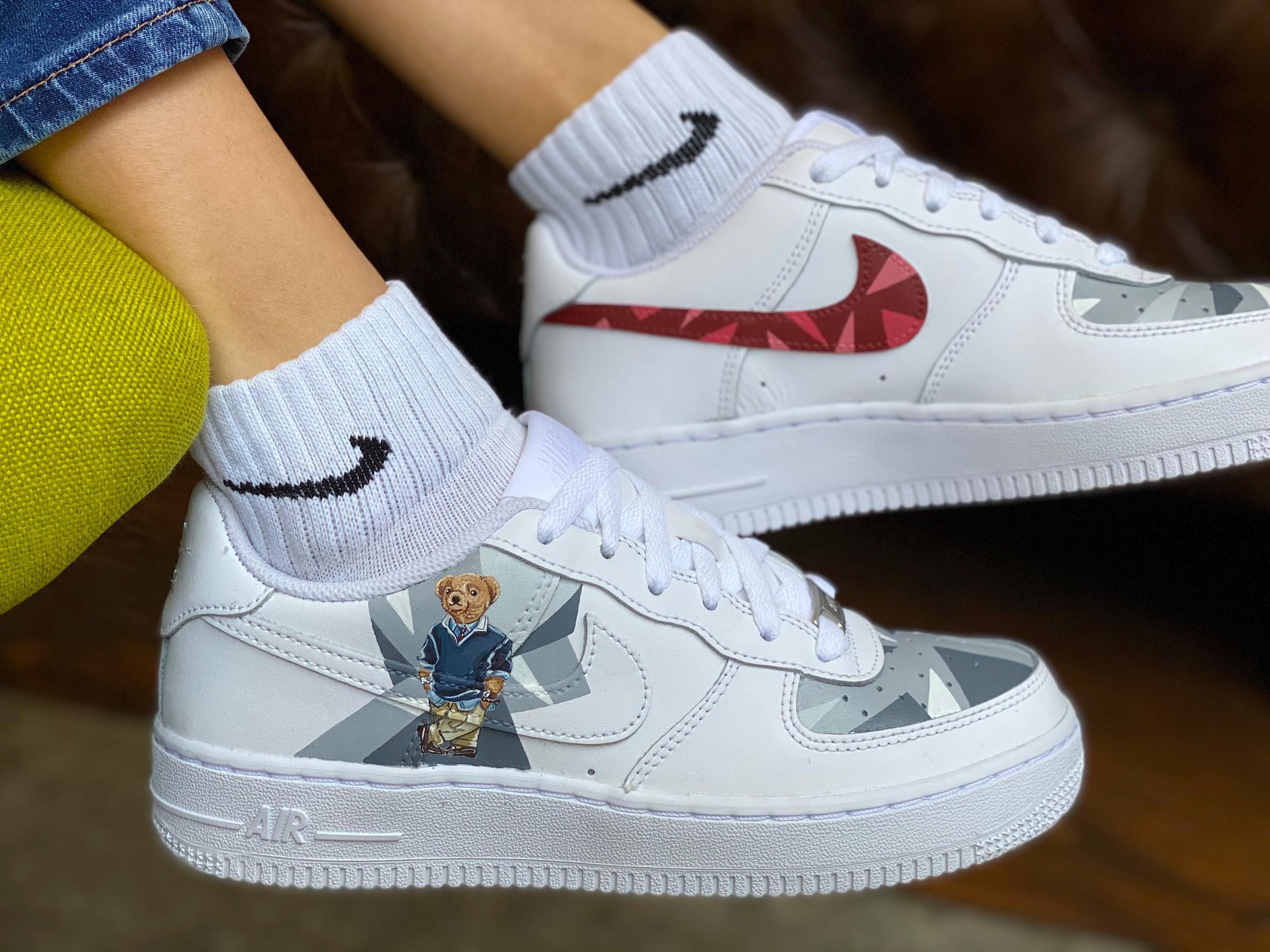 Hand-painted Polo Bear Air Force 1: Custom AF1 Sneakers - Etsy