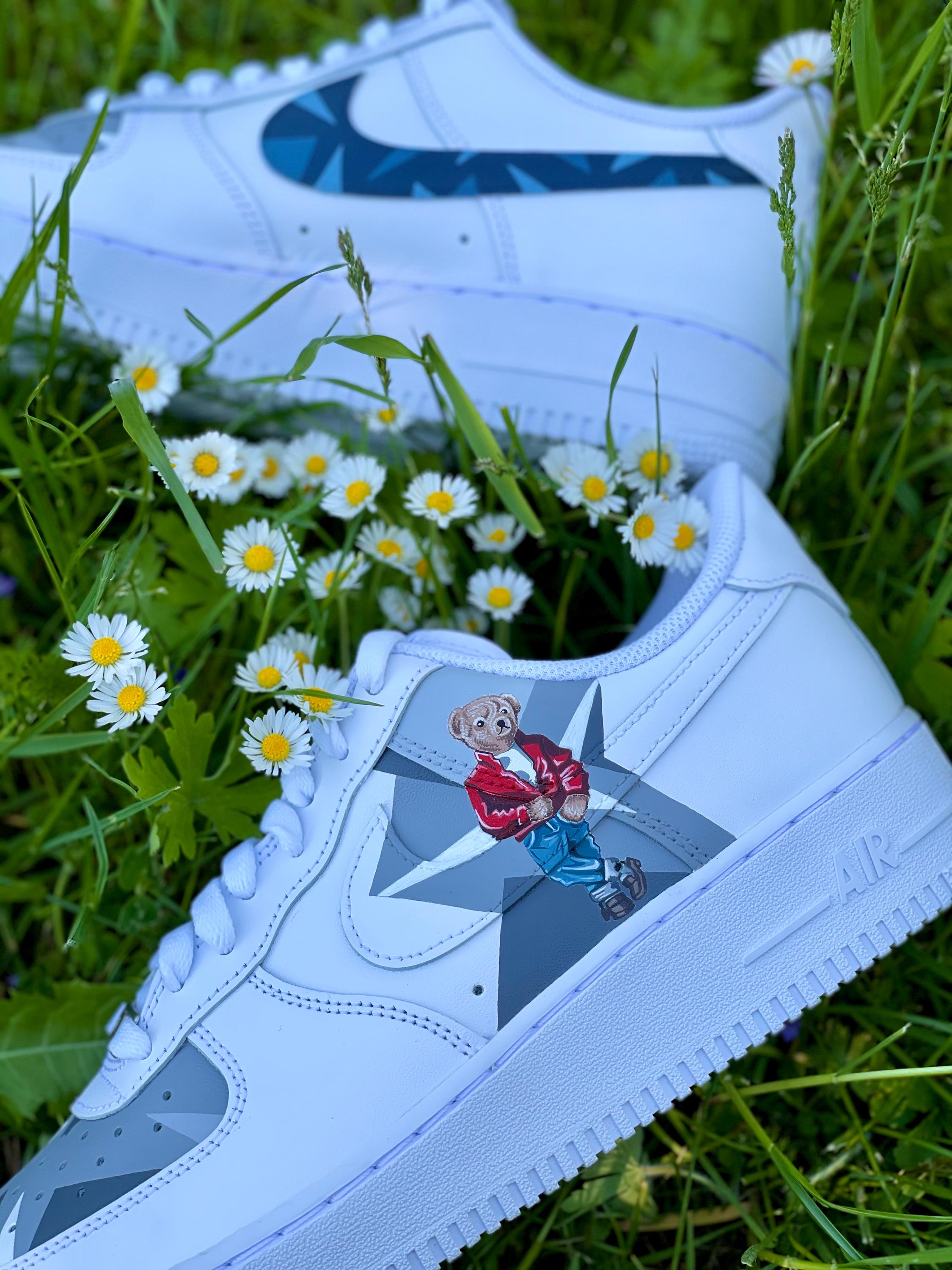 Hand-painted Polo Bear Air Force 1: Custom AF1 Sneakers - Etsy display picture 1