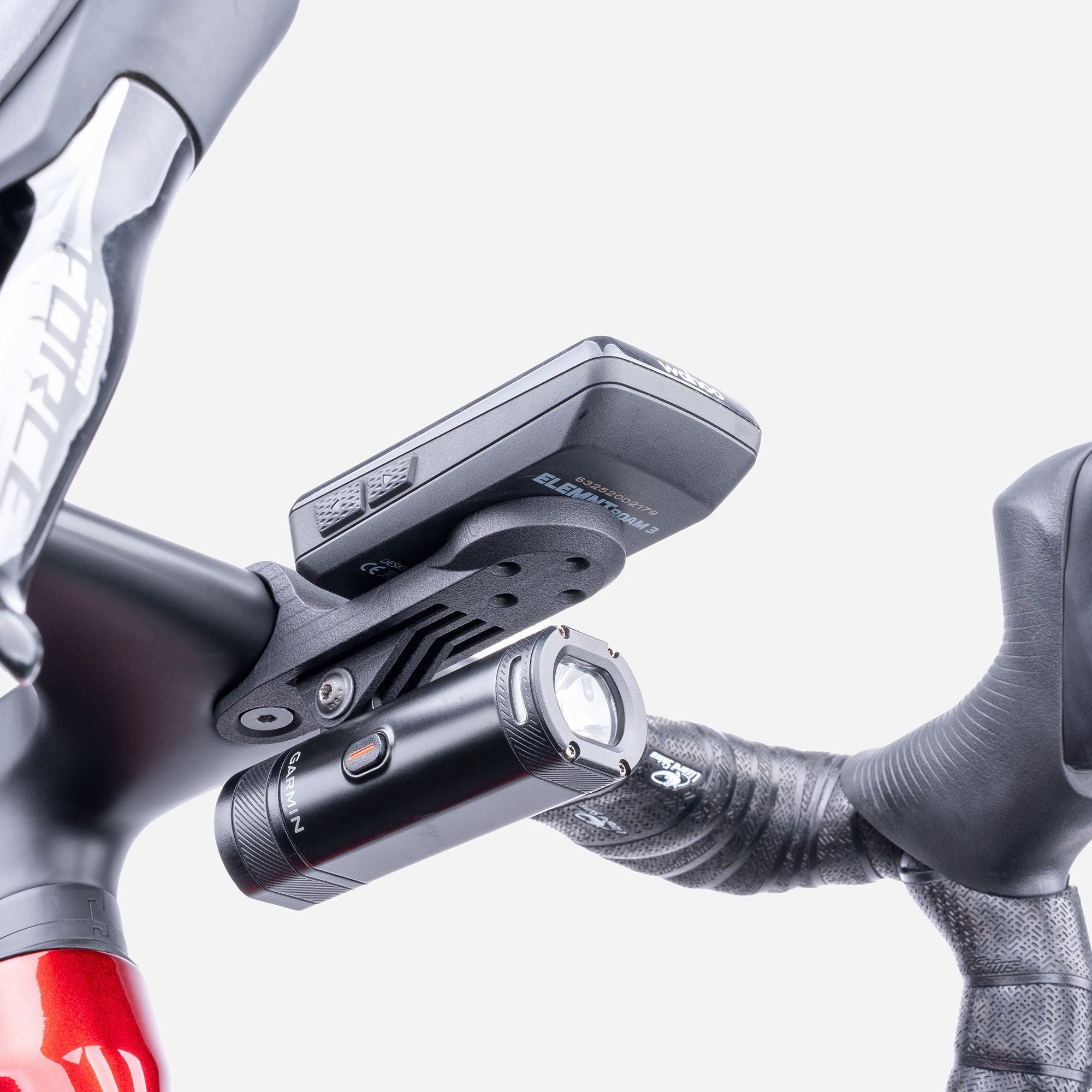 Support Multi-fonction Pour Vélo – Ordinateur Garmin, Bryton, Wahoo + Caméra + éclairage Avant, ABS Noir