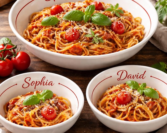 Personalized Spaghetti Bowl Custom Pasta Serving Bowl Italian Dinner Gift Hard Porcelain