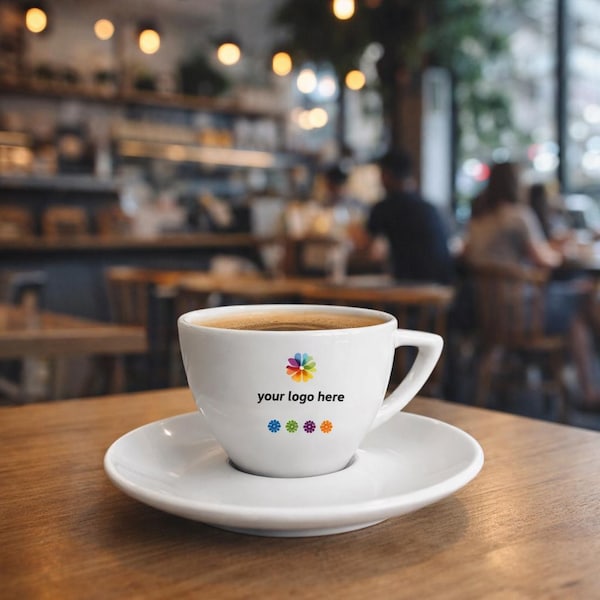 Custom Logo Espresso Cup Aquila Full Color No Minimum Dishwasher Safe