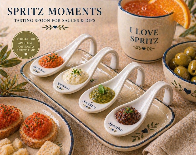 Personalized Porcelain Tasting Spoon: Aperitivo, Antipasto, Spritz Table Snack