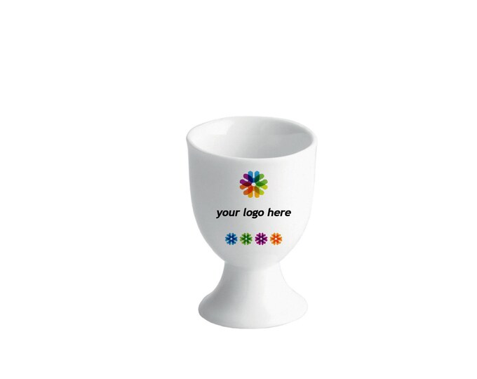 Personalized Porcelain Egg Cup with Logo – Custom Egg Holder – Breakfast Tableware