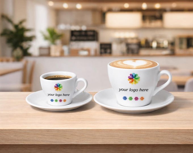 Custom Logo Espresso Cups Set Italian Bar Porcelain Personalized Coffee Cappuccino