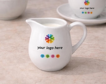 Custom Logo Porcelain Milk Jug – Personalized Coffee Creamer – Branded Café Tableware Gift