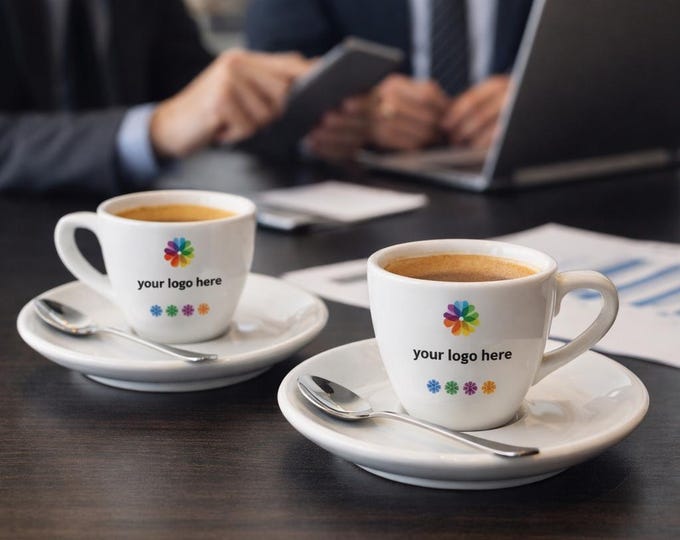 Business Espresso Cup Set Custom Logo Coffee Cups for Office Meetings Events