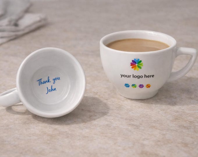 Custom Logo Espresso Cup with Inside Message – Branded Coffee Set