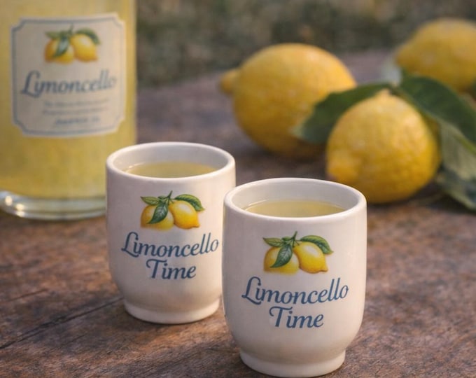 Italian Limoncello Cup Personalized Name Lemon Time Ceramic After Dinner Gift
