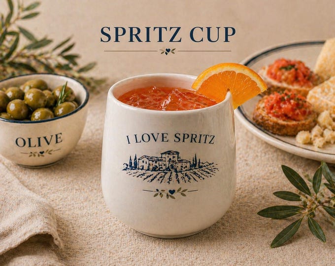 Personalized Spritz Cup Italian Aperitivo Ceramic Cup Custom Name 250ml Gift